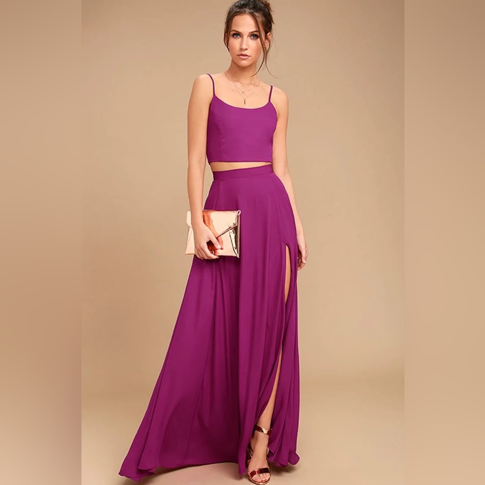 Lulu’s Magenta Two Piece Dress Maxi Skirt
